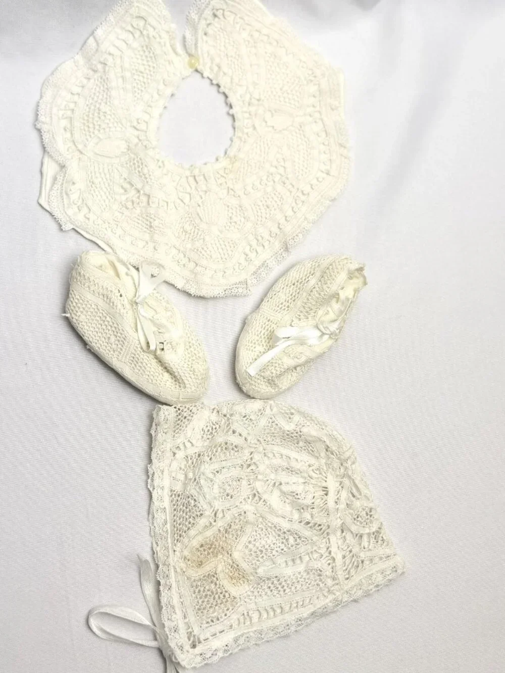 Renaissance Vintage Handmade Lace Infant Layette Set by Jacilene Made in Brazil